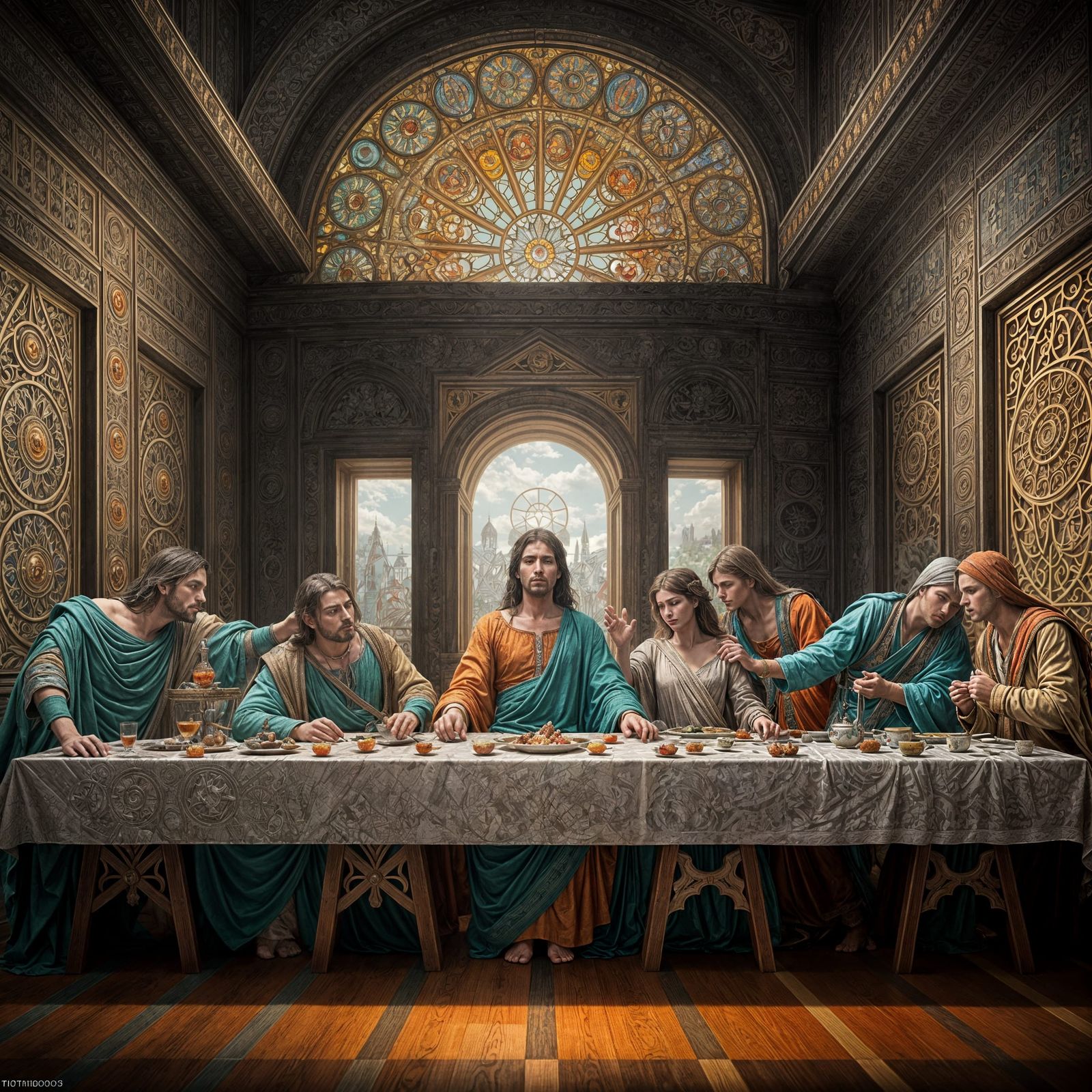 Art Deco Last Supper: 8K Resolution Concept Art