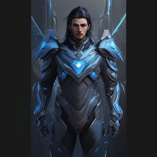 Futuristic Armored Man in Hyperrealistic Style