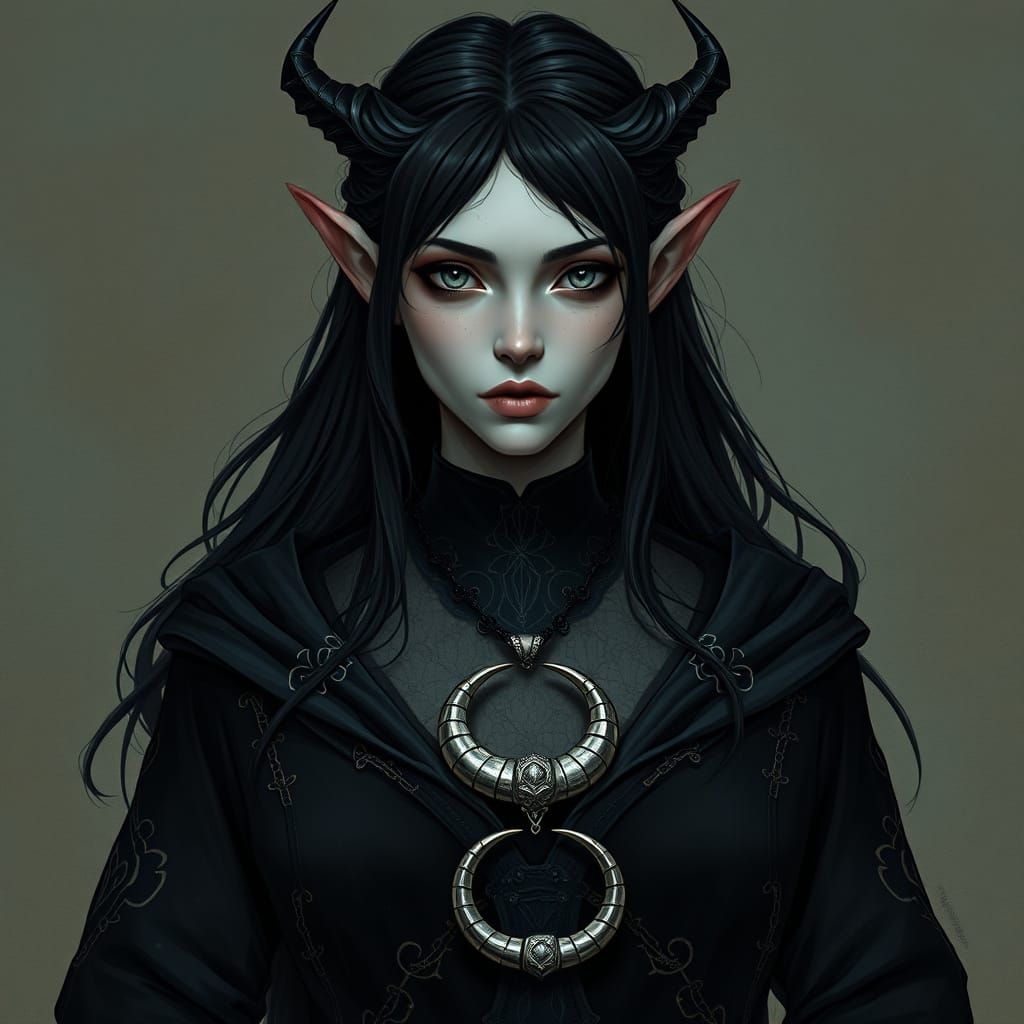 Ethereal Half-Elf in Dark Velvet Robes