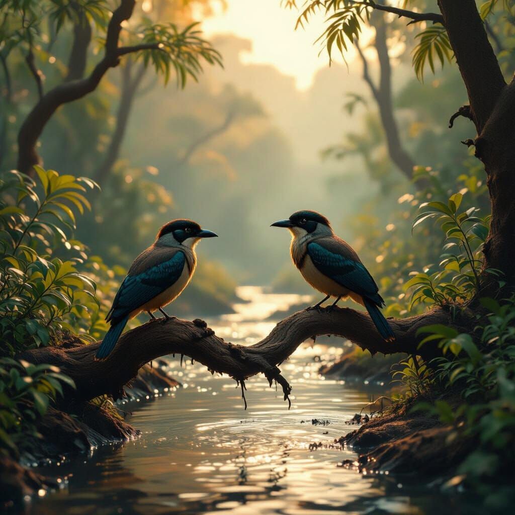 Martian Forest River Scene in Cinematic Style