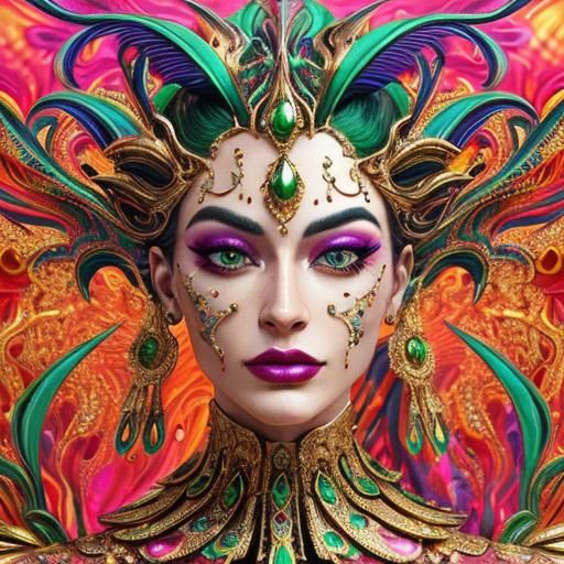 Psychedelic Face Portrait in Surreal 3D Style