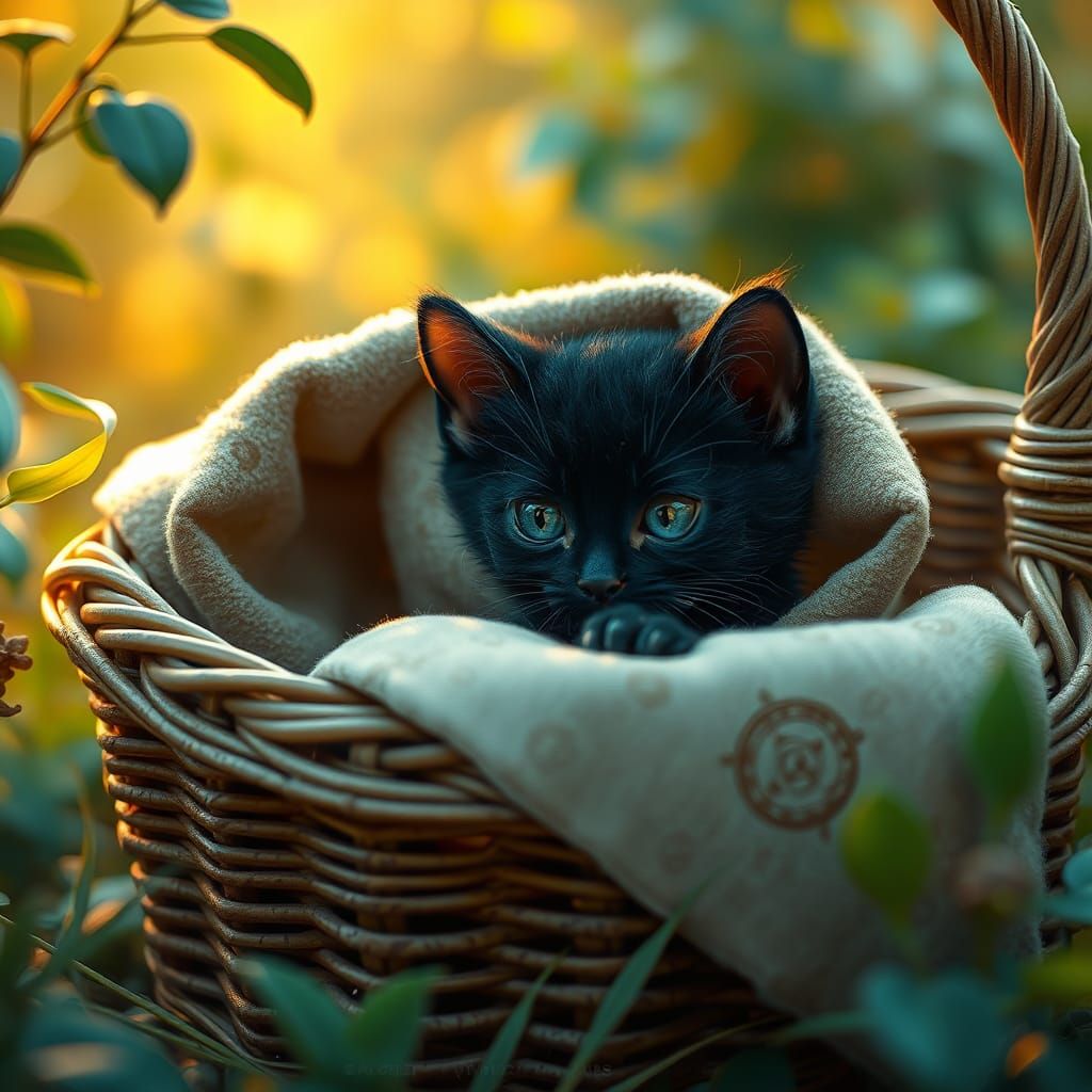 Kitten in Basket: Fantasy Concept Art
