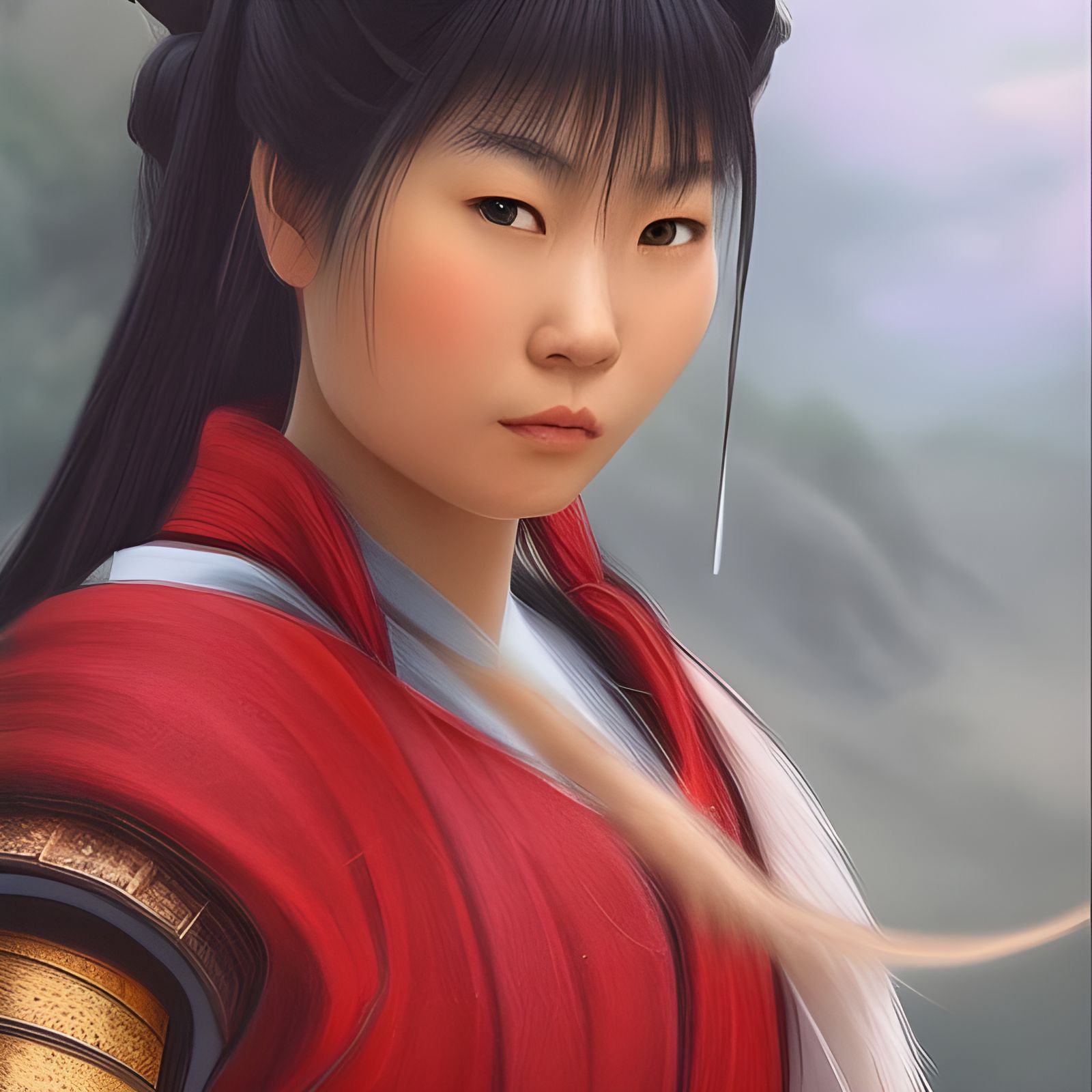 Hyperdetailed Portrait of a Female Samurai