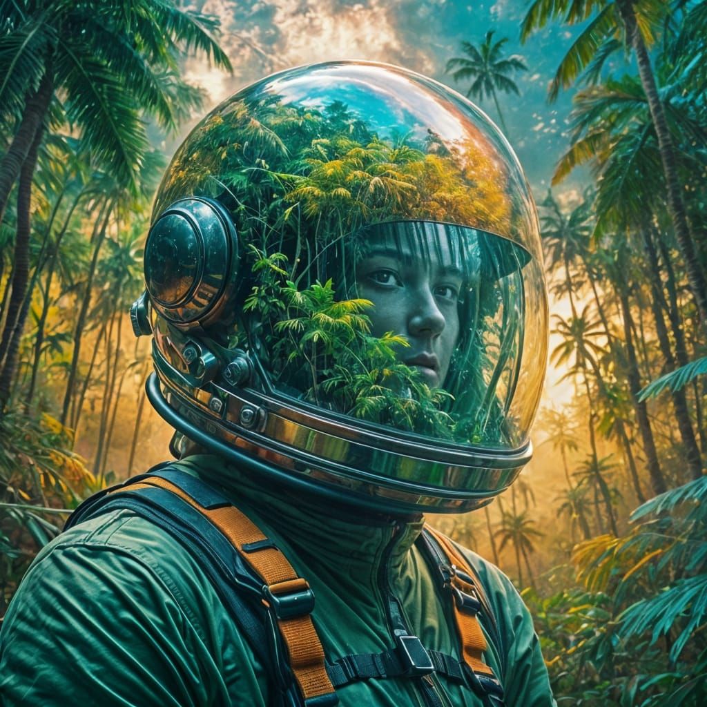 Tropical Sunset Helmet: Inspace Double Exposure