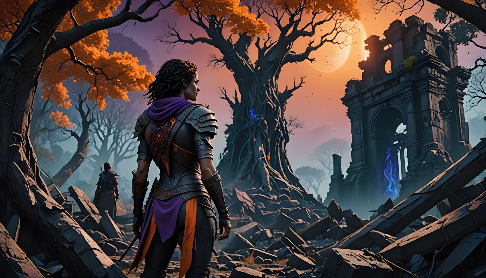 Gloomy Post-Apocalyptic Ruined City in Detailed Matte Painti...