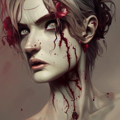 Zombie Bride Portrait in Hyperdetailed Horror Style