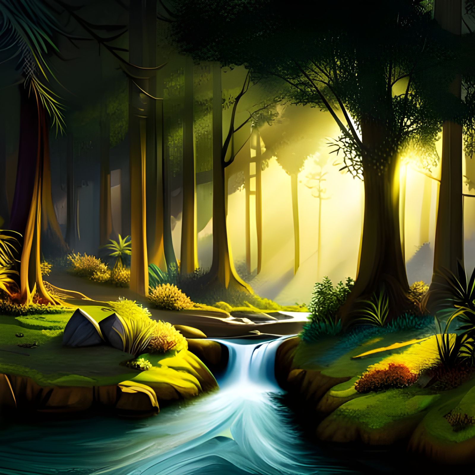 Fairies Bottled in Enchanted Forest: Digital Matte Painting