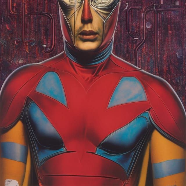 Comic Book Superhero with Chrome Fractal Prism Effects