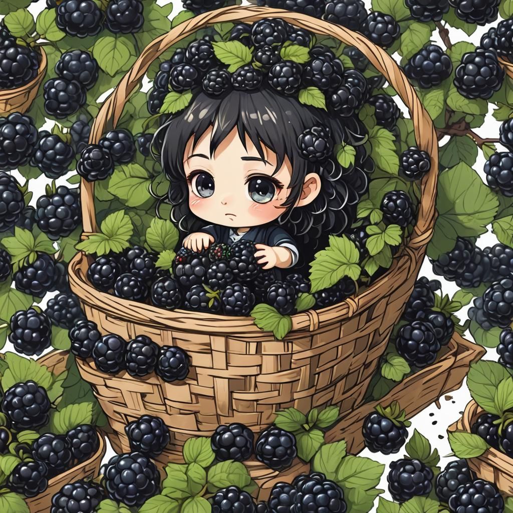 Crying Chibi Blackberry Character in Fruit Basket