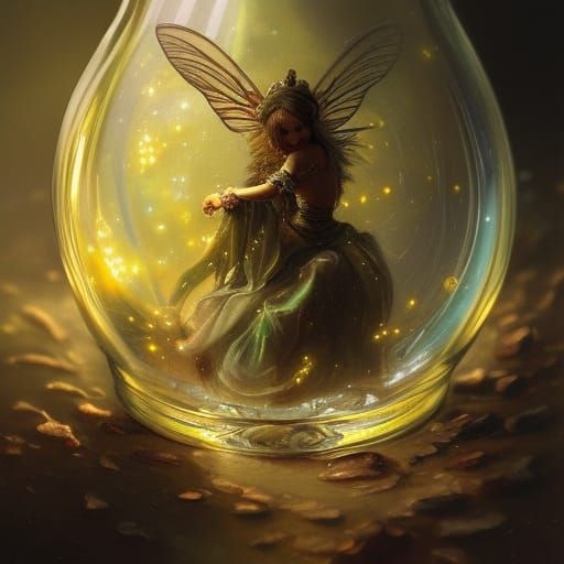 Pixie in Glass Jar: Detailed Portrait