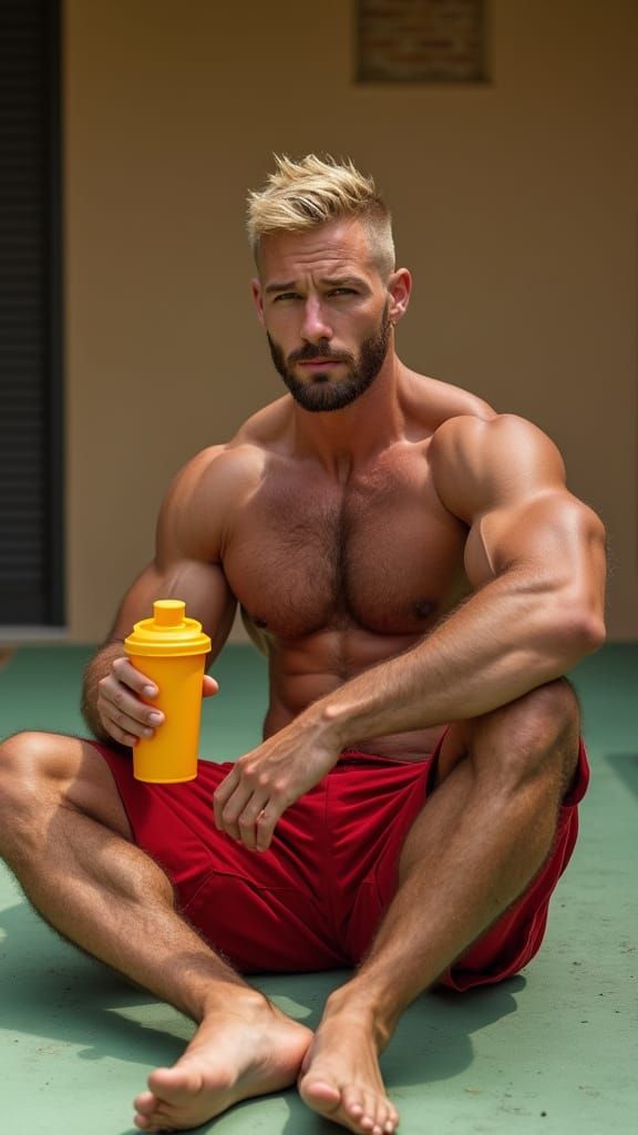 Ruggedly Handsome Man in Hyperrealistic Pose