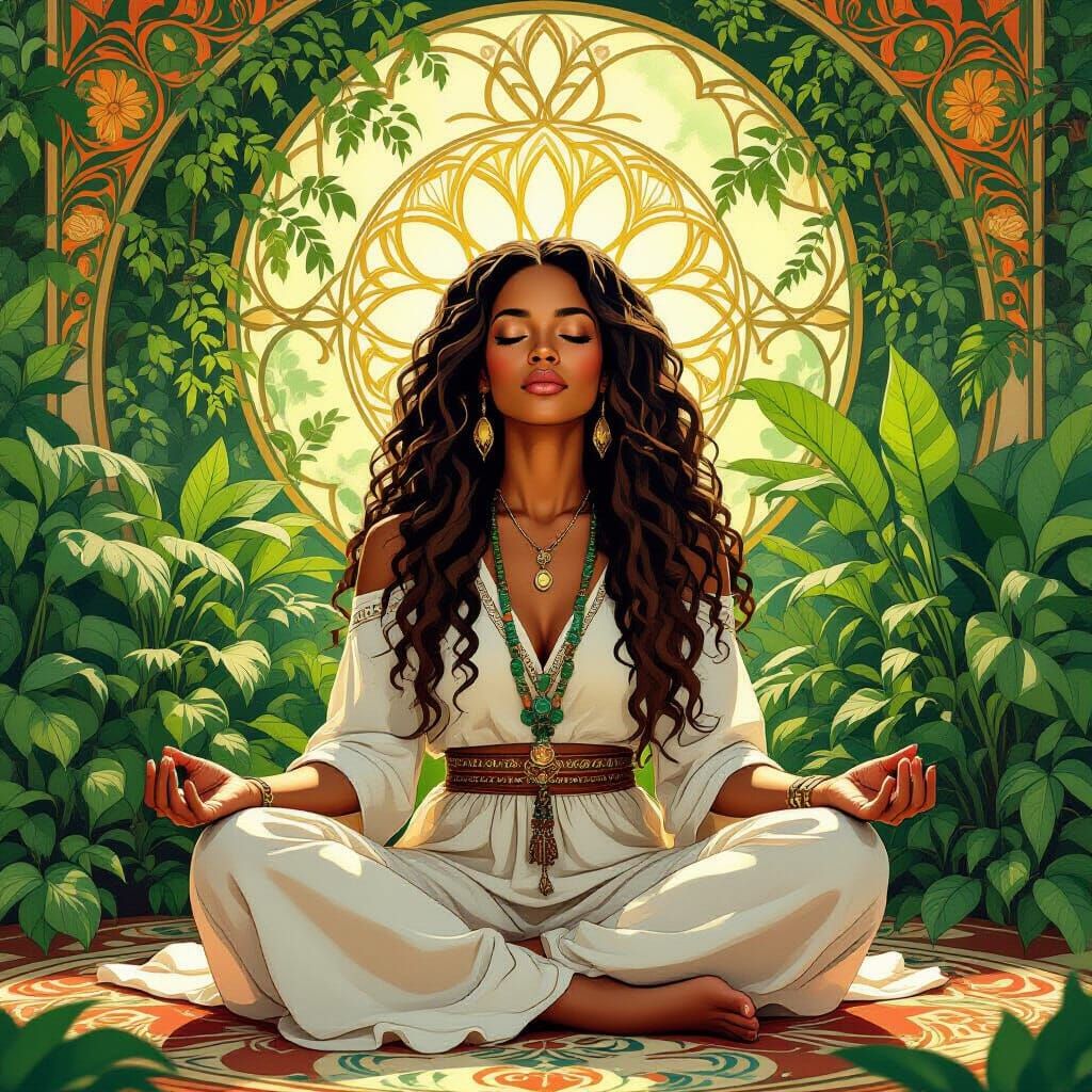 Jah-9 in Meditation: Art Nouveau Style