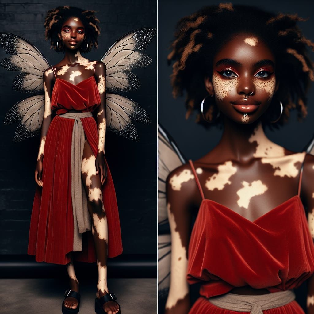 Captivating African Fairy with Vitiligo in Hyper-Realistic S...