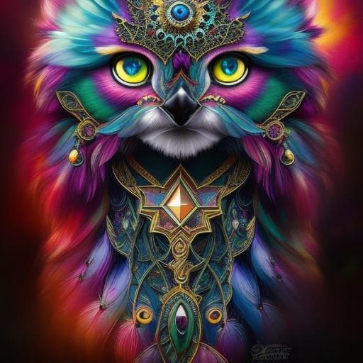 Mysterious Raven in Fantasy Mixed Media