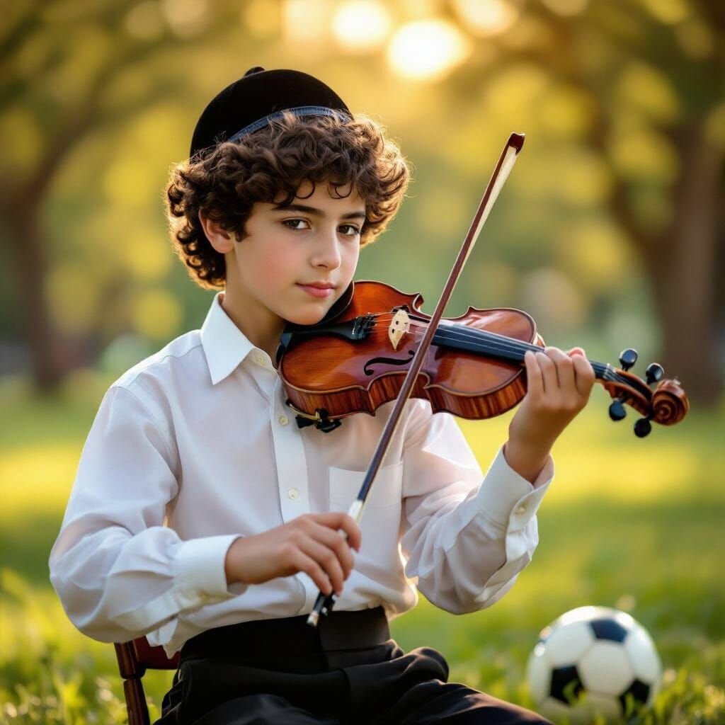 Young Violinist Plays with Passion in Golden Light