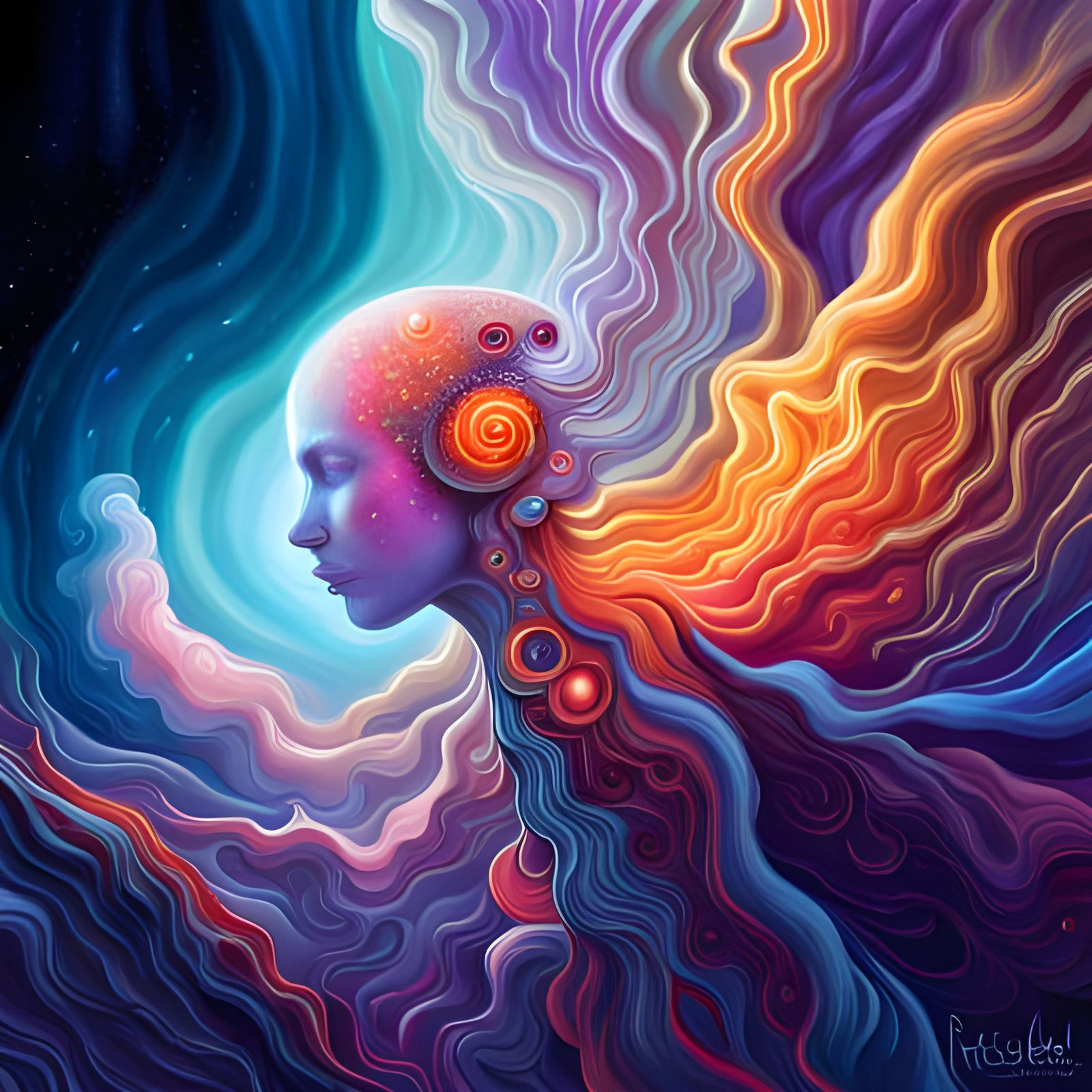 Surreal Nebula Flower by Greg Rutkowski