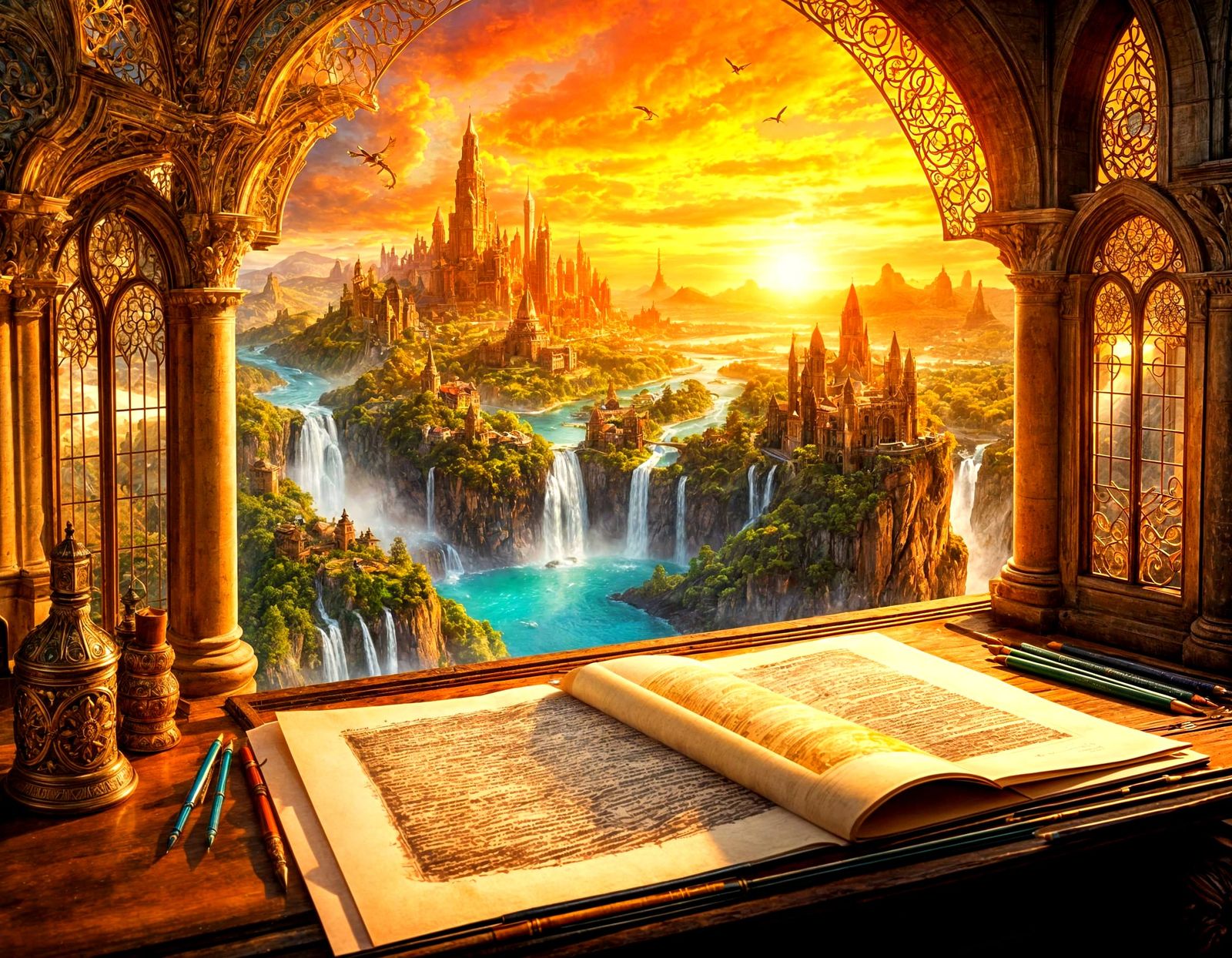 Quill Pen Creates Living Landscape from Luminous Ink