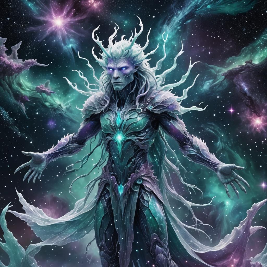 Ethereal Ice Creature in Deep Space