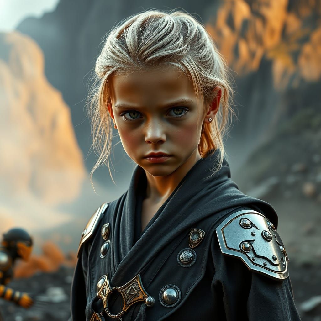 Futuristic Warrior Girl in New Zealand Landscape