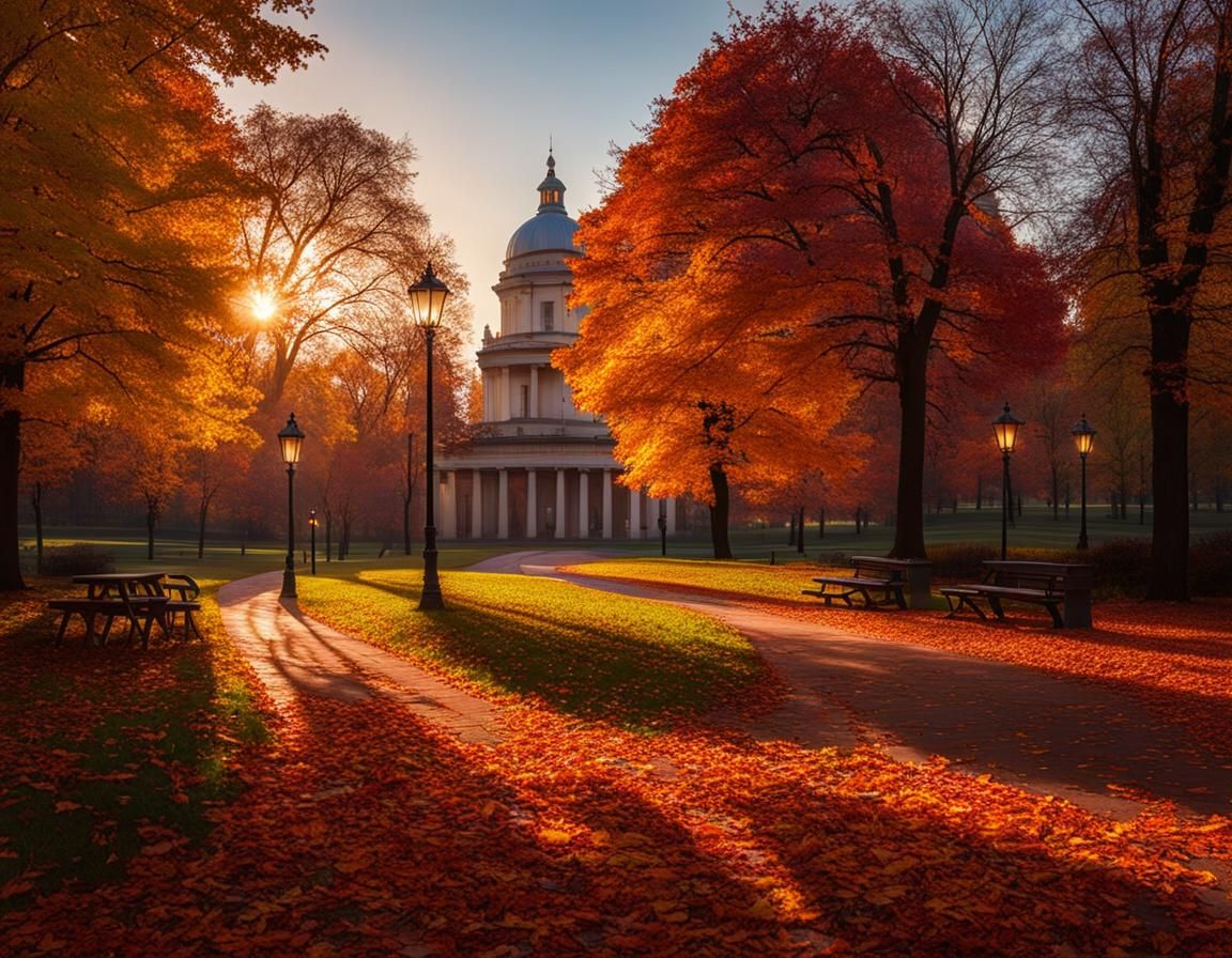 Autumn Park Walk at Magic Hour