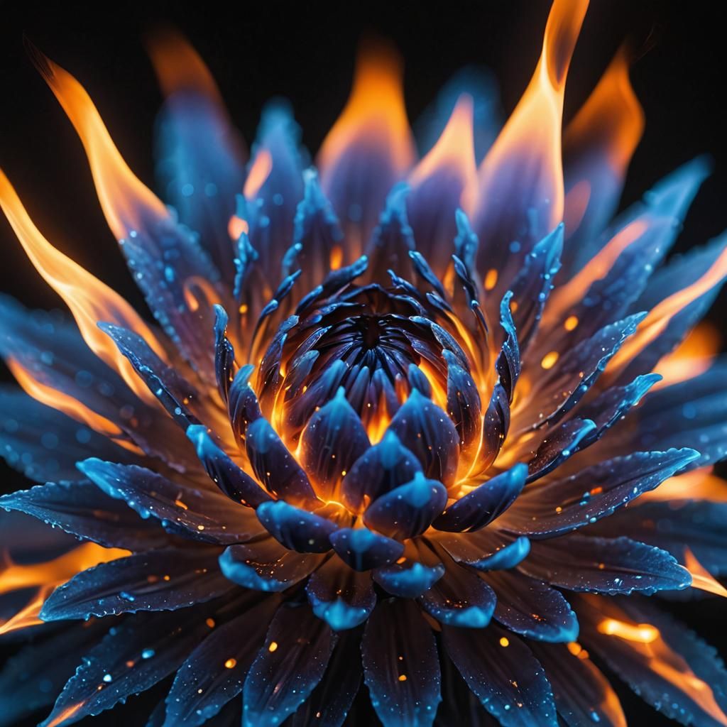 Extreme Macro Photograph of a Single Blue Flame