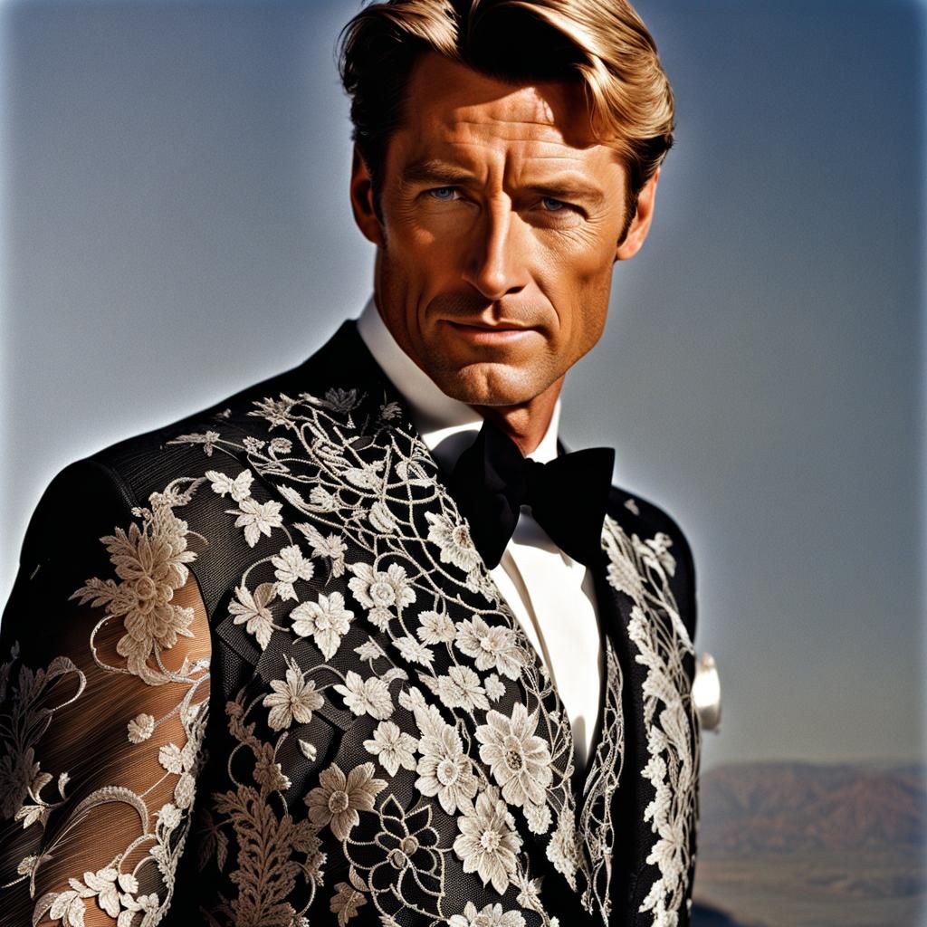 Intricate Lace Shirt Portrait in High Resolution