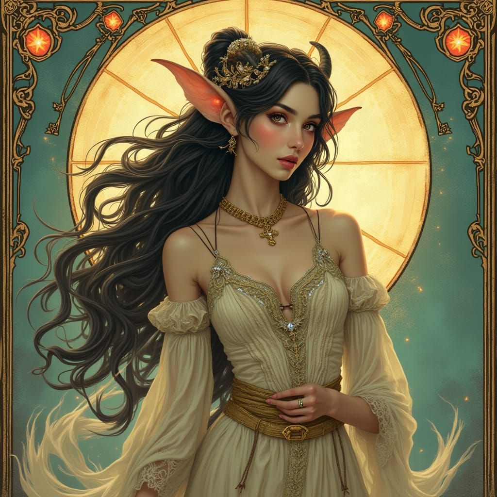Tiefling Princess in Art Nouveau Style