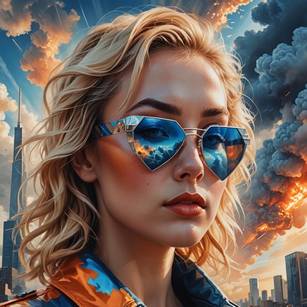 Woman Reflects Nuclear Explosion in Digital Art