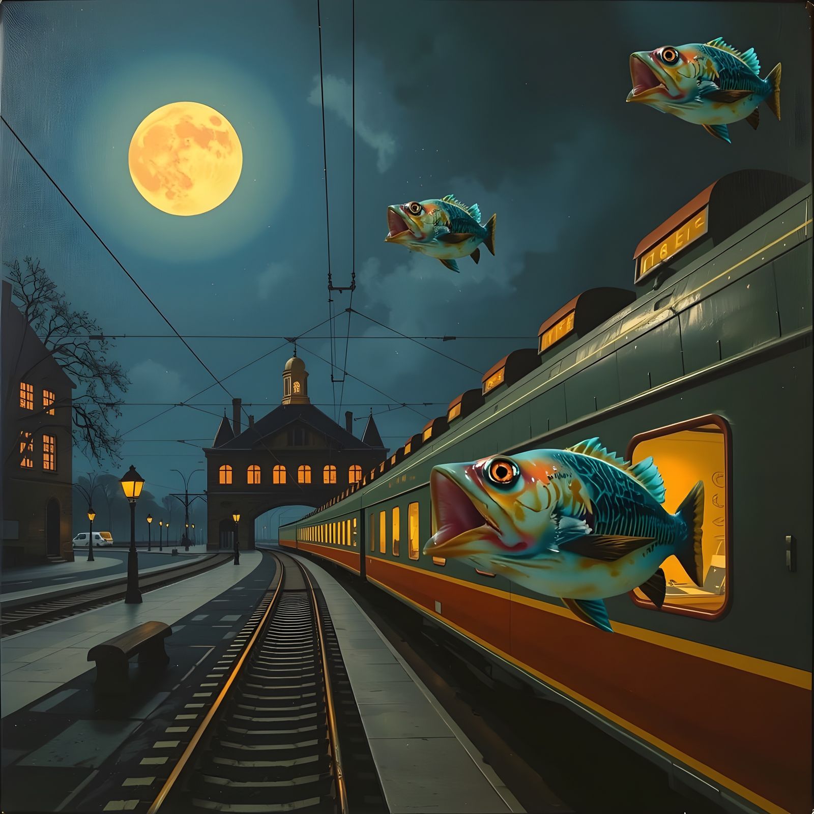 Surreal Belgian Train Station at Night