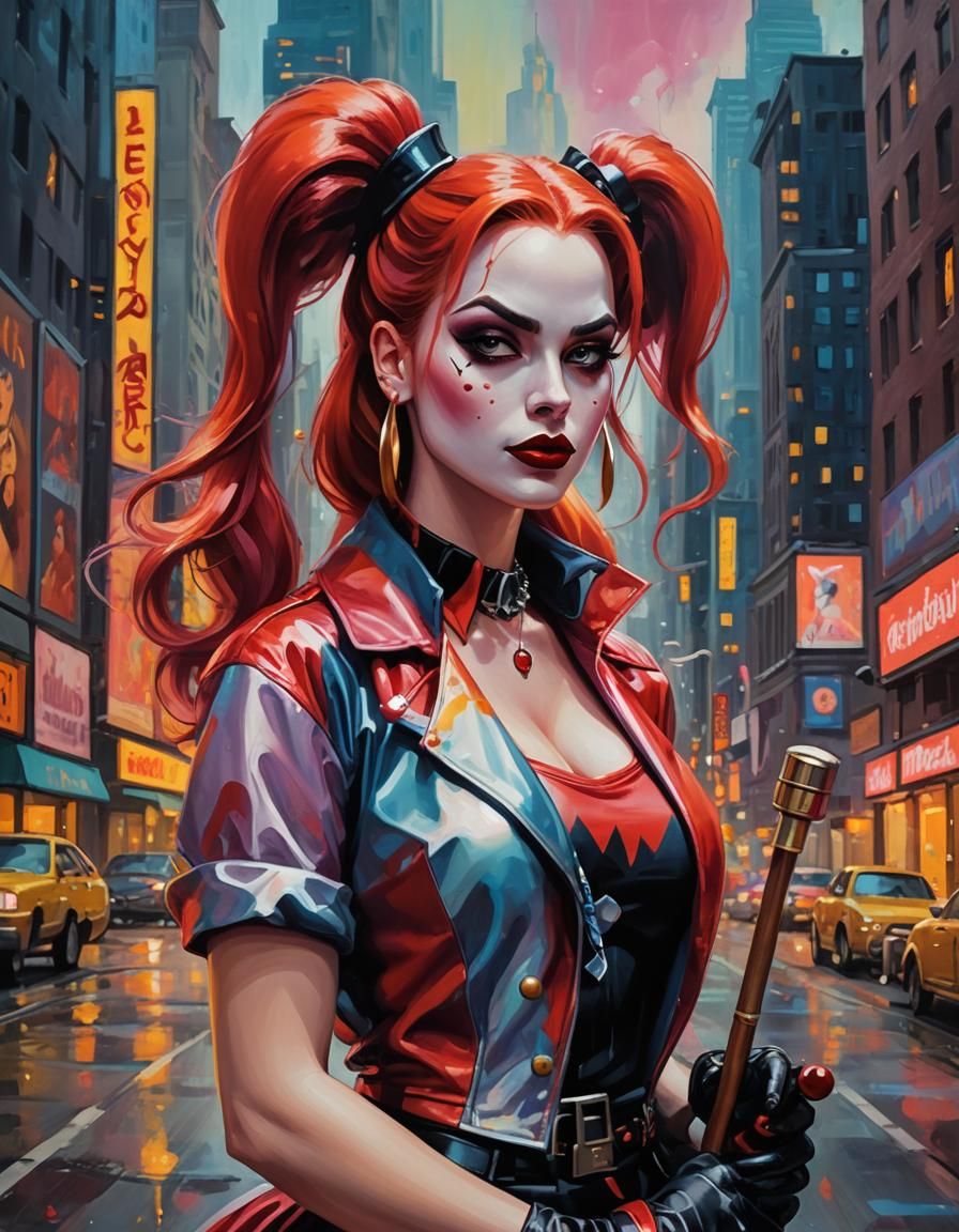 Jessica Rabbit as Harley Quinn: Surreal Pop Art Portrait