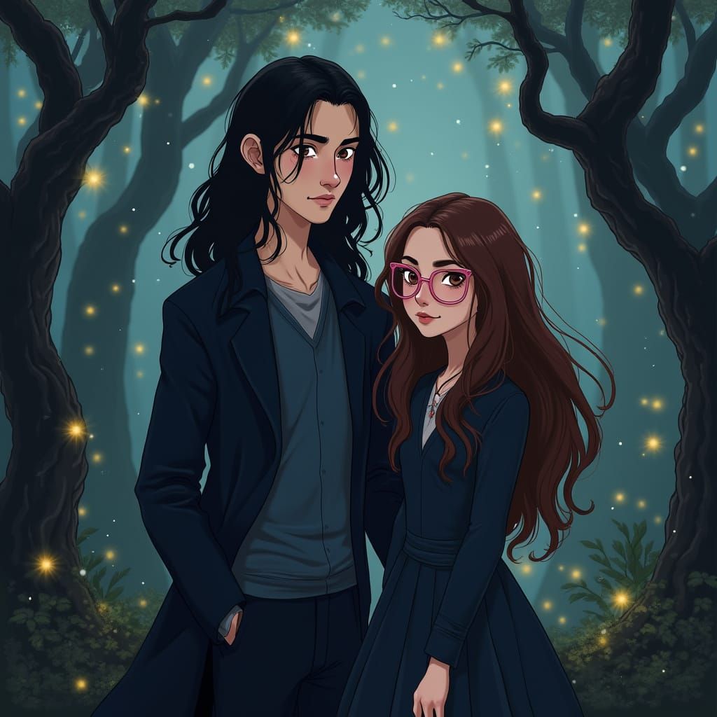 Teenage Severus Snape and Girlfriend in Whimsical Forest