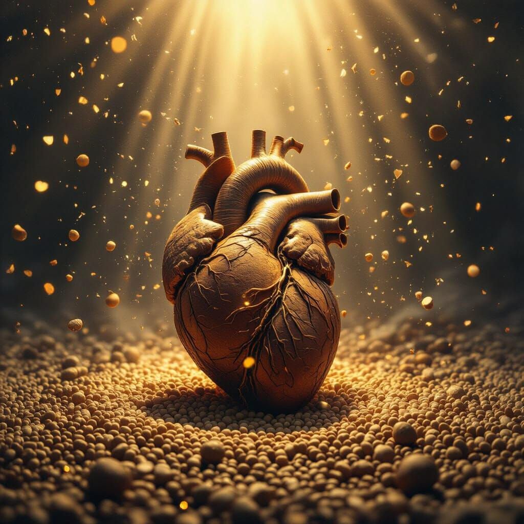 Golden Light Illuminates Dancing Dust: Digital Art