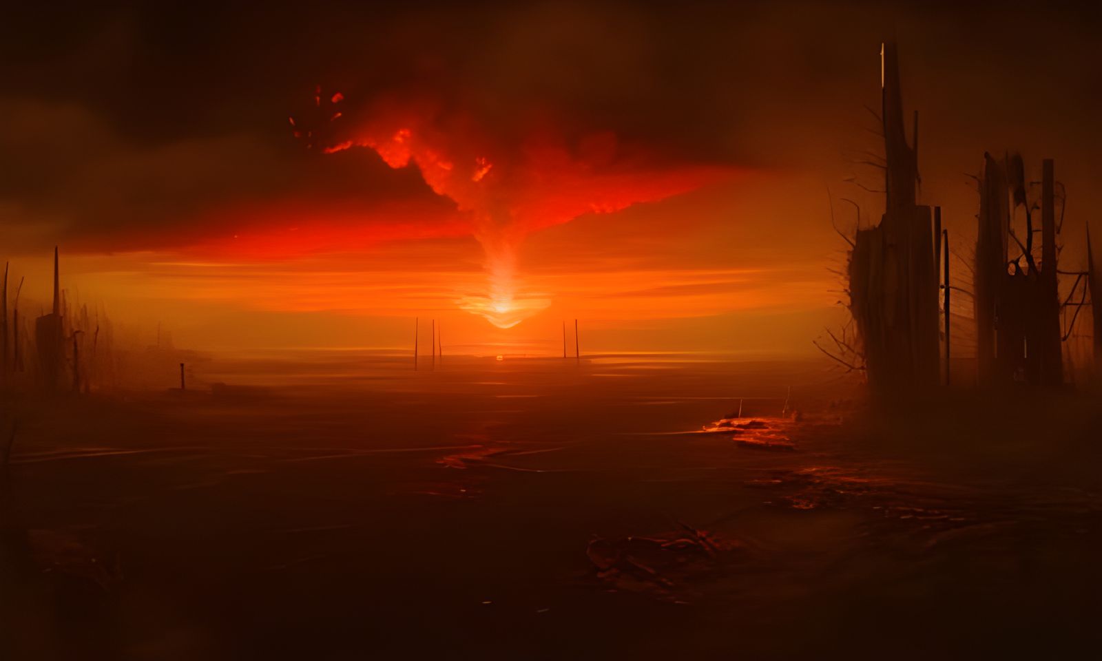 Fiery Post-Apocalyptic World After Nuclear War