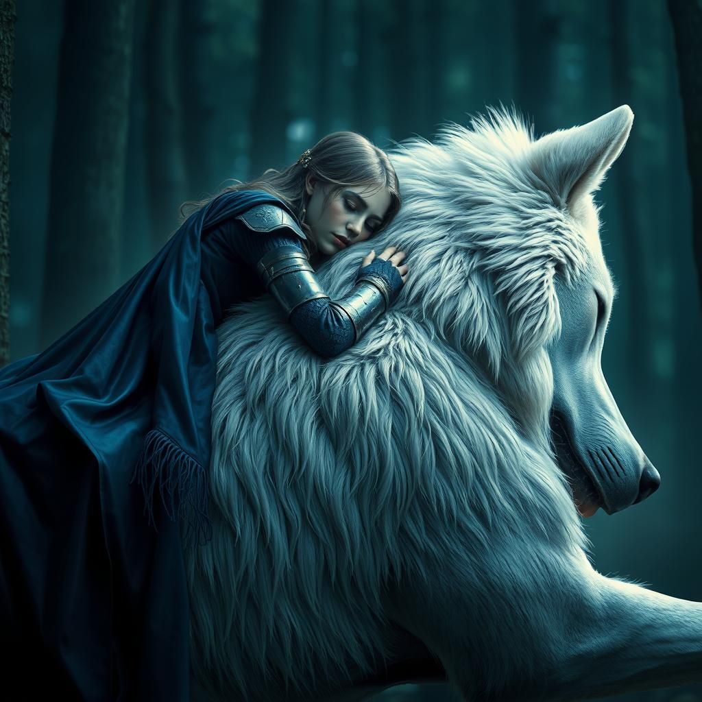 Woman and Direwolf in Art Nouveau Style