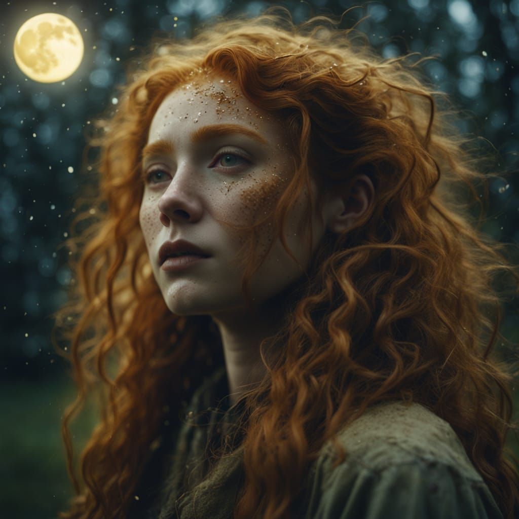 Ginger Moonchild Catches Lunar Glow in Enchanted Forest