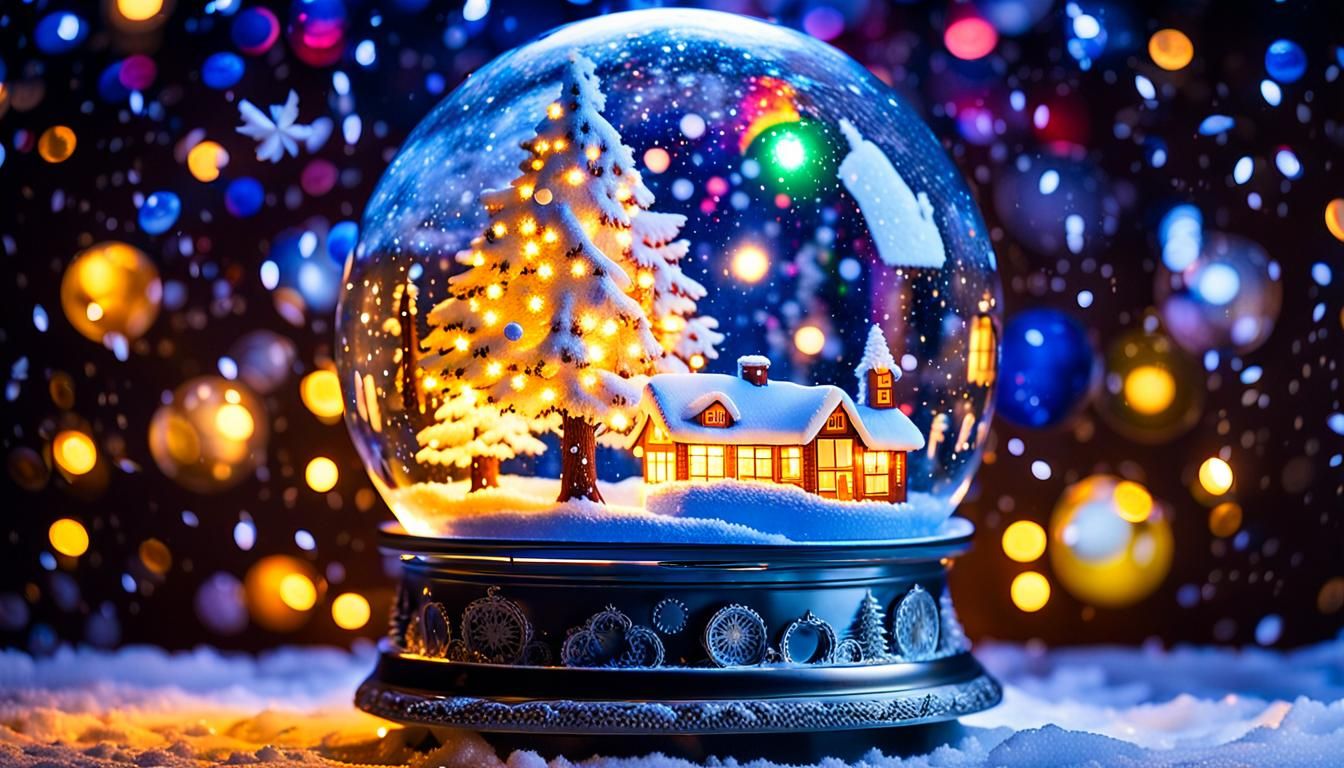 Ornate Snow Globes Lit in Brilliant Colors