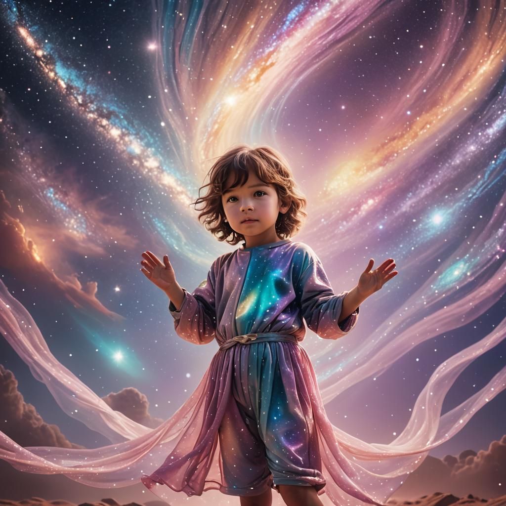 Cosmic Child in Starry Universe: Fantasy Art