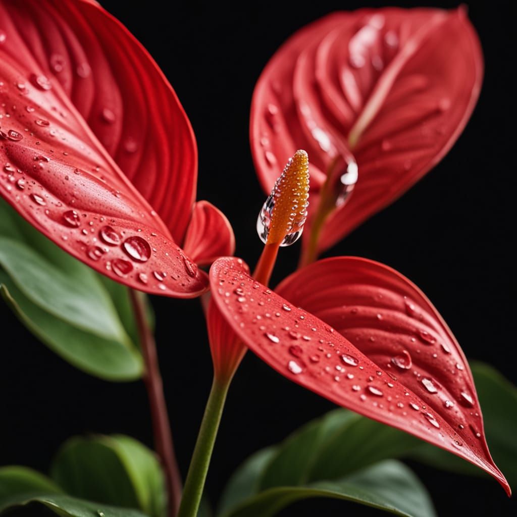 Vibrant Red Anthurium in Hyperdetailed Close-Up