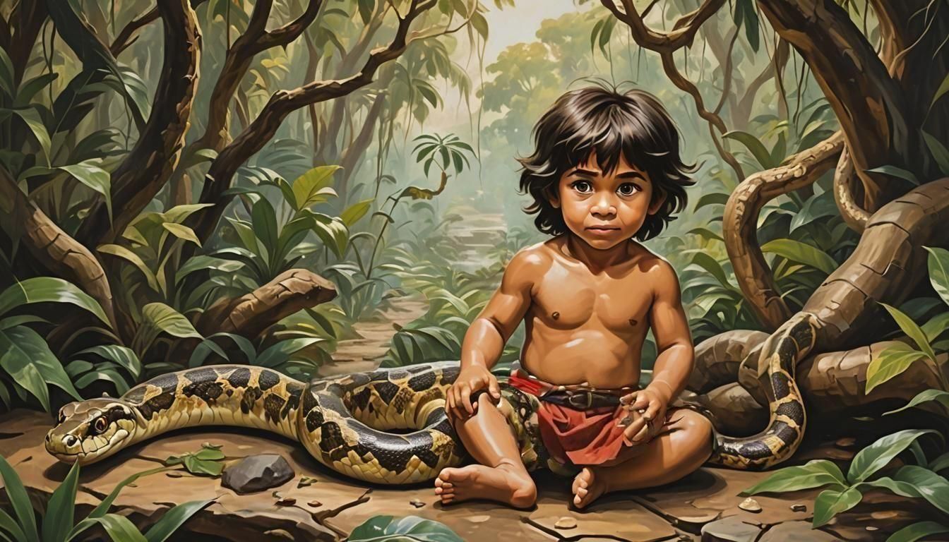 Kaa The Snake with Mowgli (The Jungle Book) Image 17