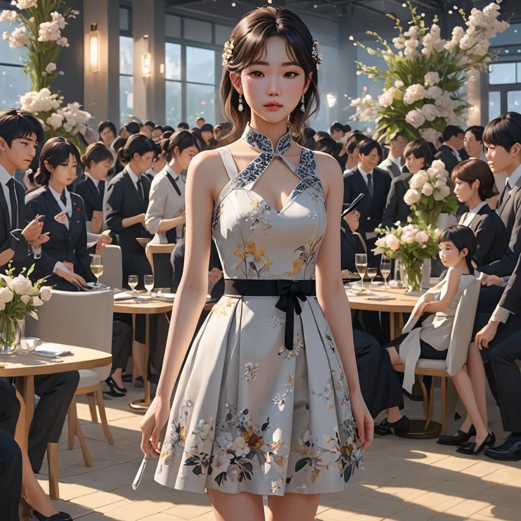 Korean Girl at Charity Event in 3D Anime Style