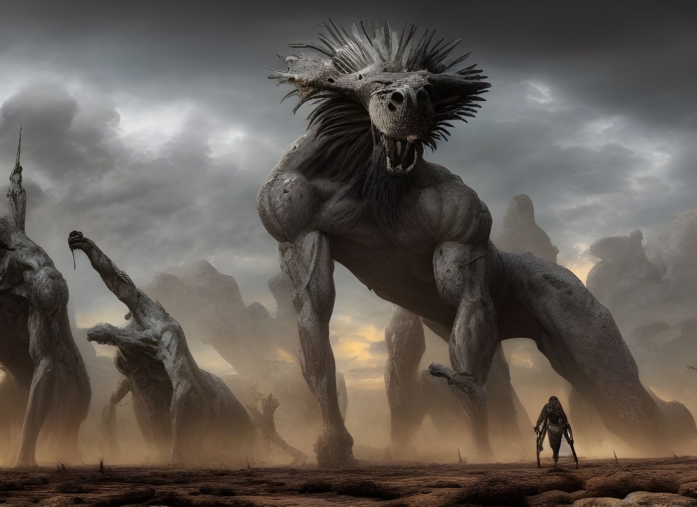 Epic Battlefield of Prehistoric Man and Nephilim