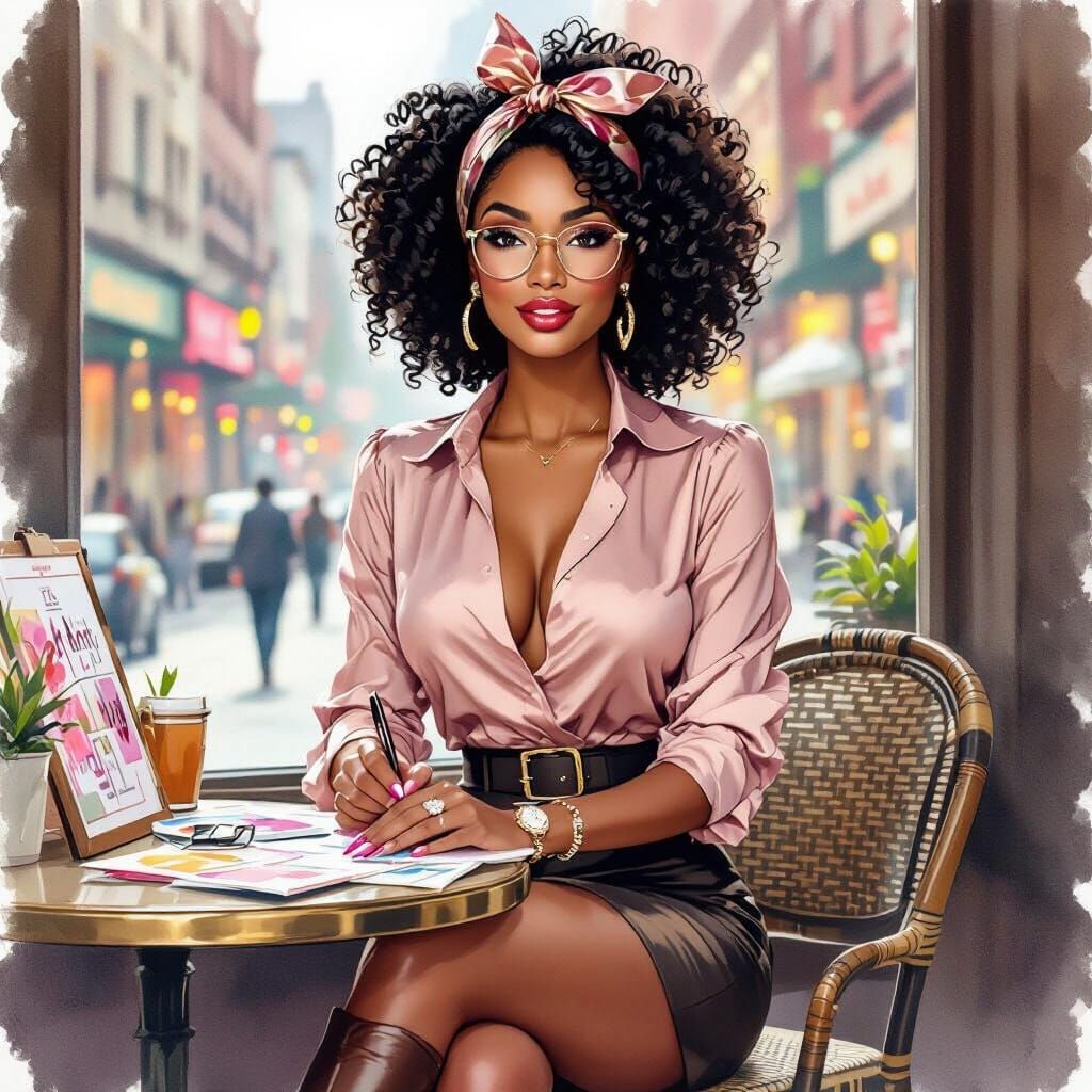 African American Woman in Spring Date Attire