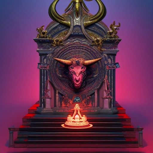 Intricately Detailed Baphomet Idol Altar Concept Art