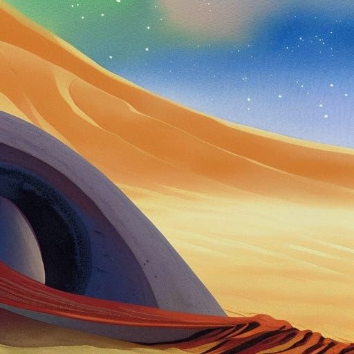 Dune in Gouache and Watercolor Style