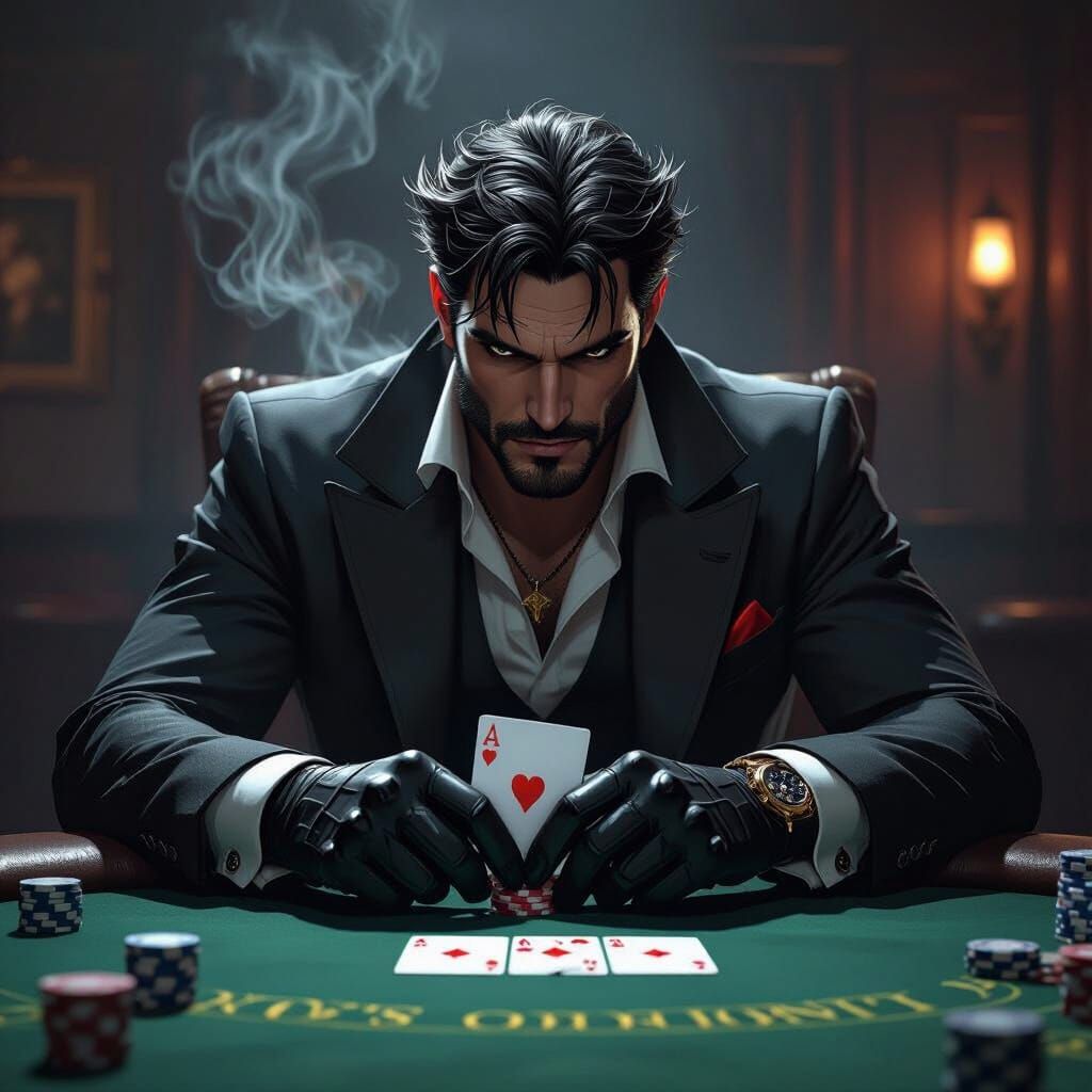 Gambit Plays Poker with Pocket Aces in Smoky Room