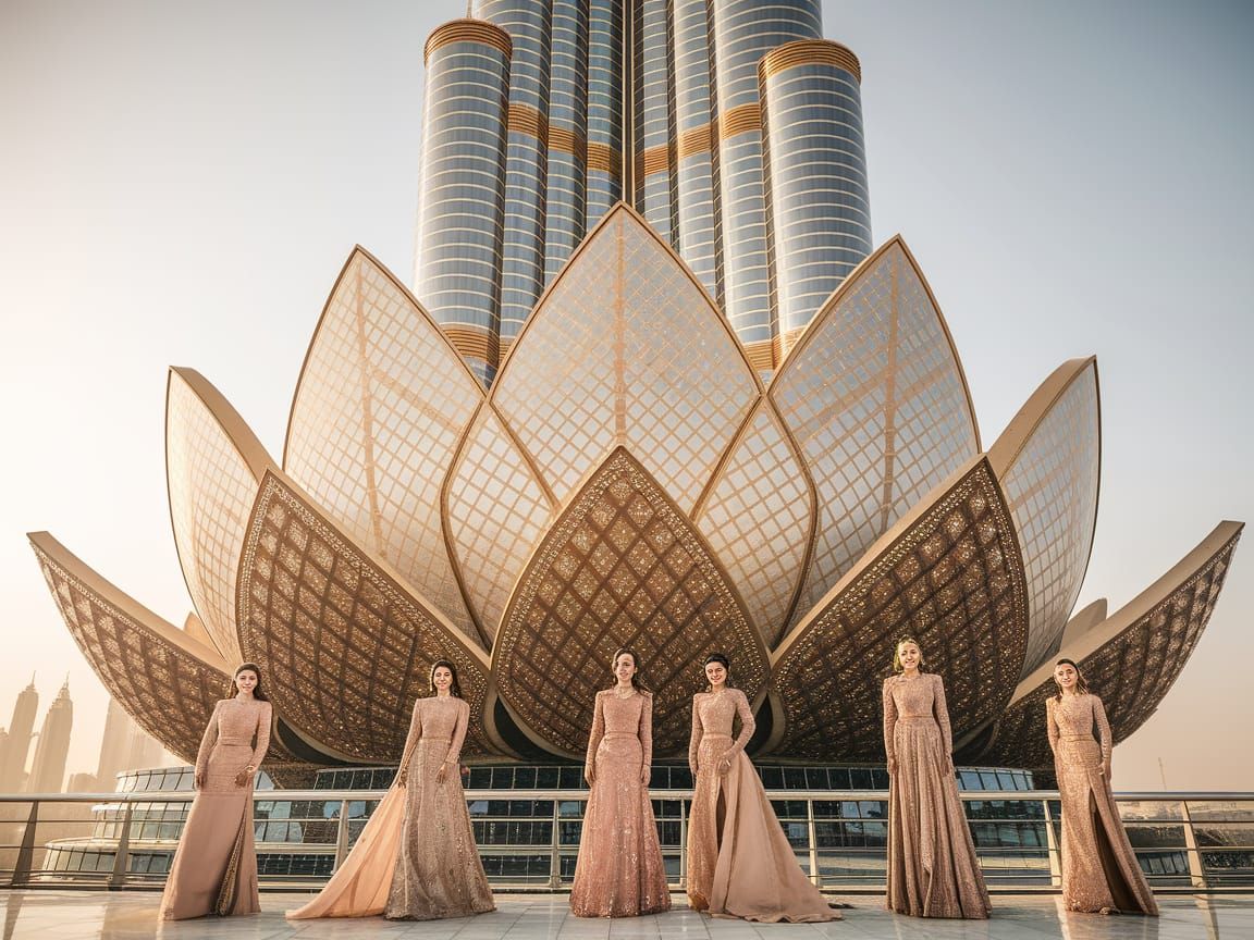 Dubai Lotus Flower Skyscraper in Luxurious Gold and Crystal ...