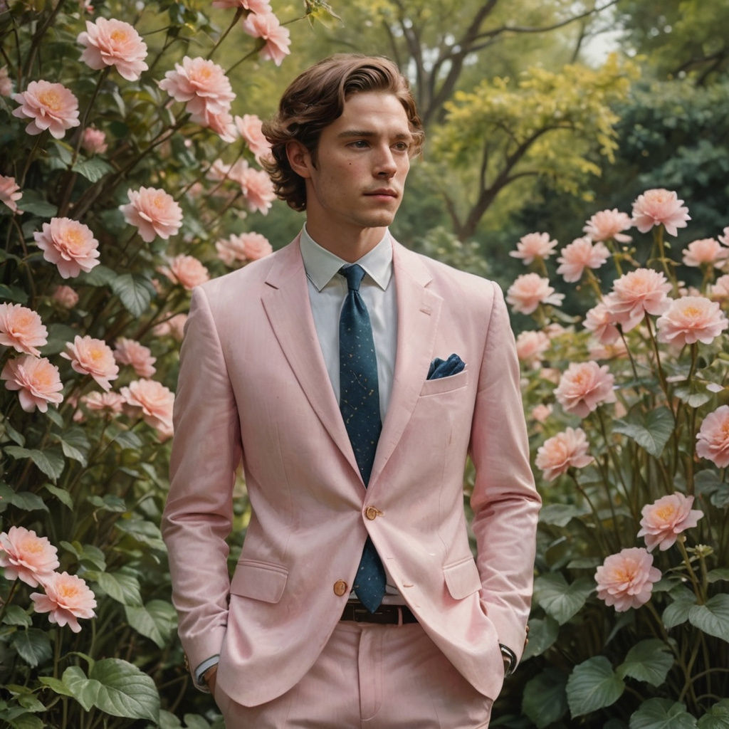 Young Man in Pink Suit, Ethereal Impressionism