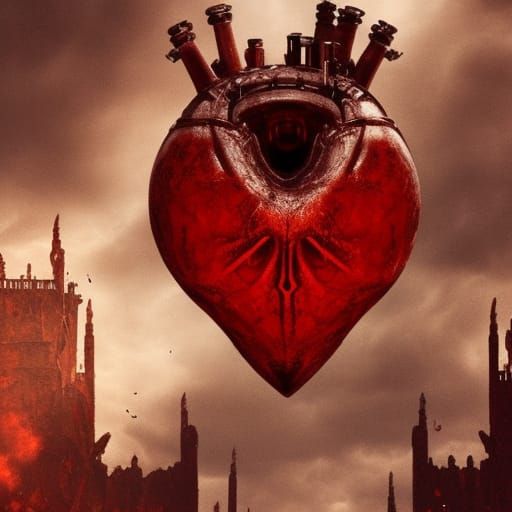Dramatic Bloody Heart in Digital Matte Painting Style