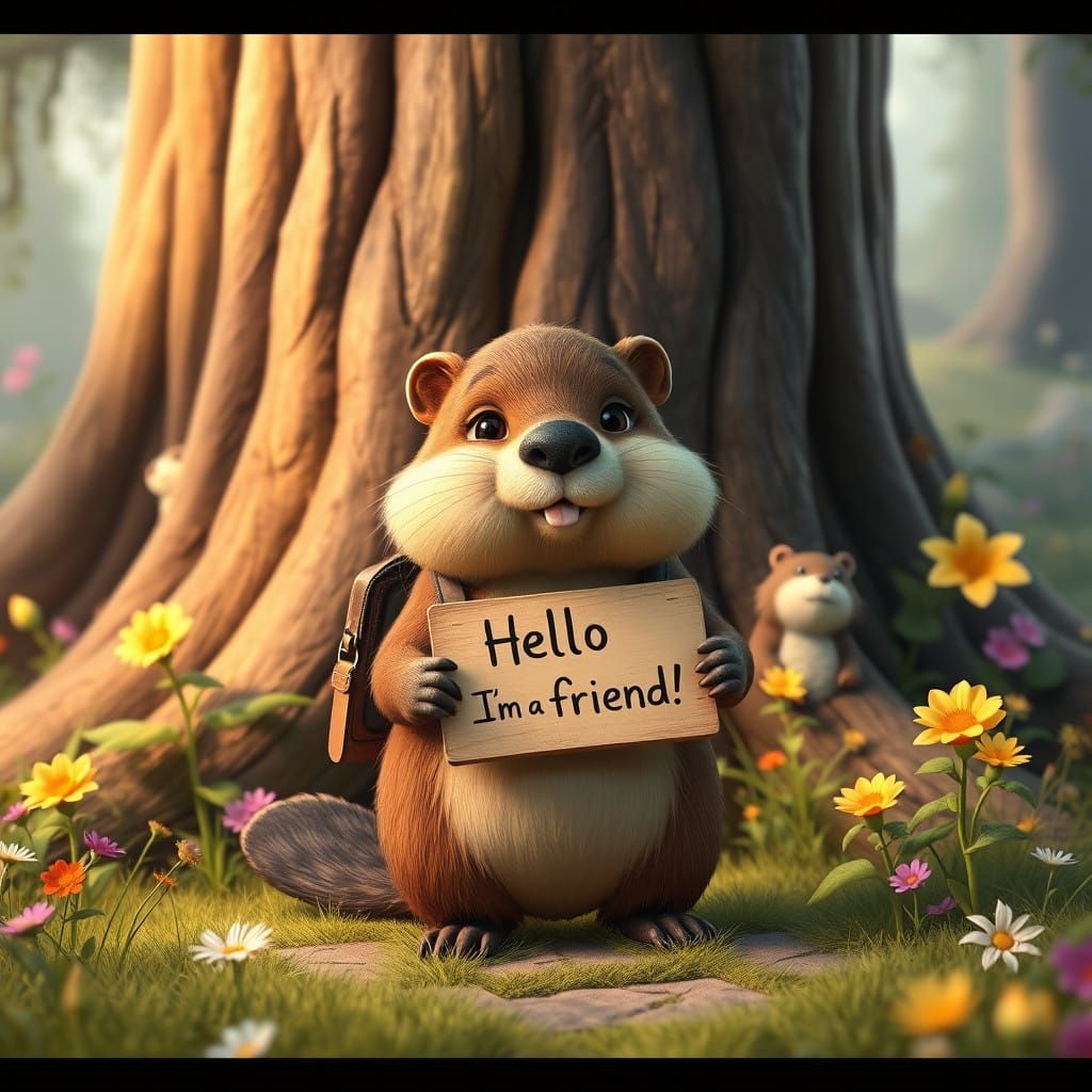 Adorable Beaver Makes Friends in Whimsical Woodland Wonderla...