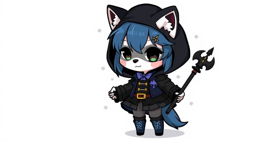 Chibi Gothic Husky in Dark Elegance